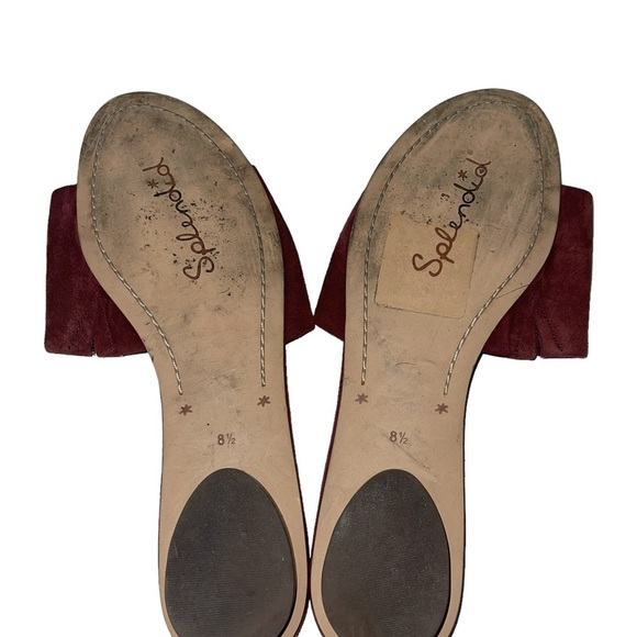 Splendid Women's Slide On Sandals Size 8.5 Suede Upper Plum Flats Low Heel - Picture 5 of 5